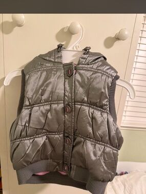 Fox Silver Quilted Kids Puffer Vest with Hood